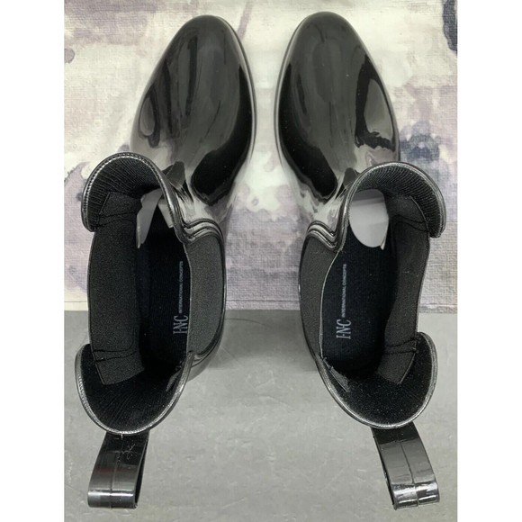 INC Womens Raelynn Rain Boots 9 Black Vinyl Ankle Wet Weather Pull On 6865 - Picture 12 of 13